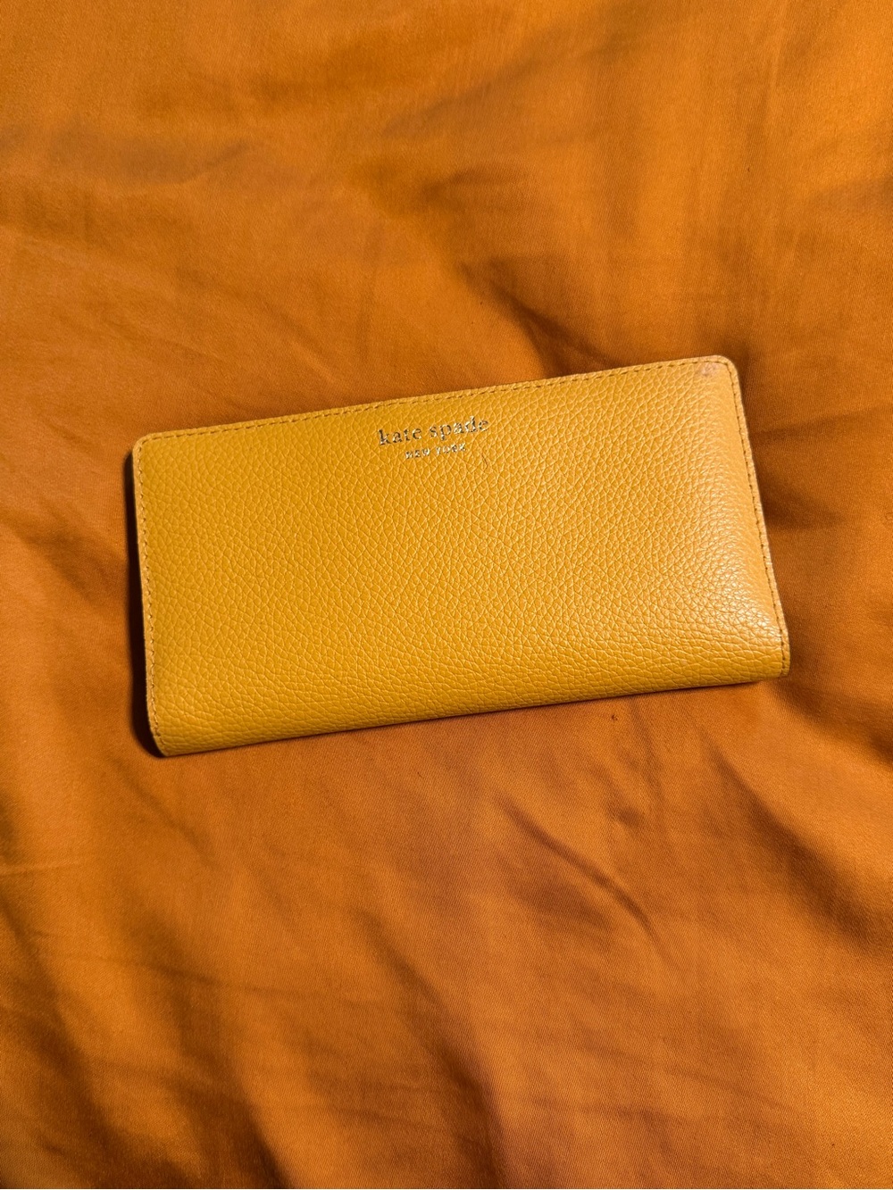 kate spade Yellow Pebbled Leather Zip Wallet